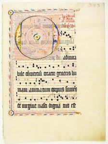 Manuscript Leaf with Initial O, from an Antiphonary, German, second quarter 15th century. Creator: Unknown.