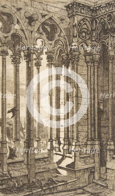 Gallery, Nôtre-Dame Cathedral, Paris, 1853. Creator: Charles Meryon.
