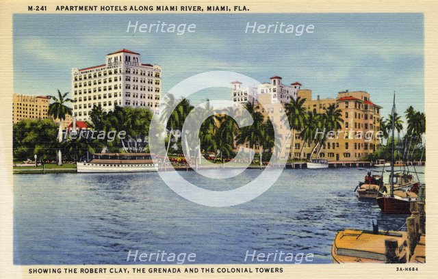 Apartment hotels along the Miami River, Miami, Florida, USA, 1933. Artist: Unknown