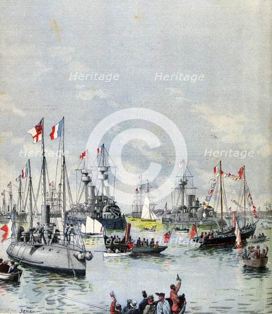 French Flotilla in Portsmouth Harbour,  1891. Artist: Paul Senau