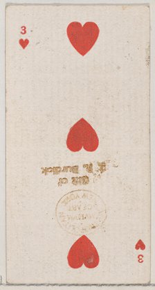 Three Hearts (red), from the Playing Cards series (N84) for Duke brand cigarettes, 1888., 1888. Creator: Unknown.