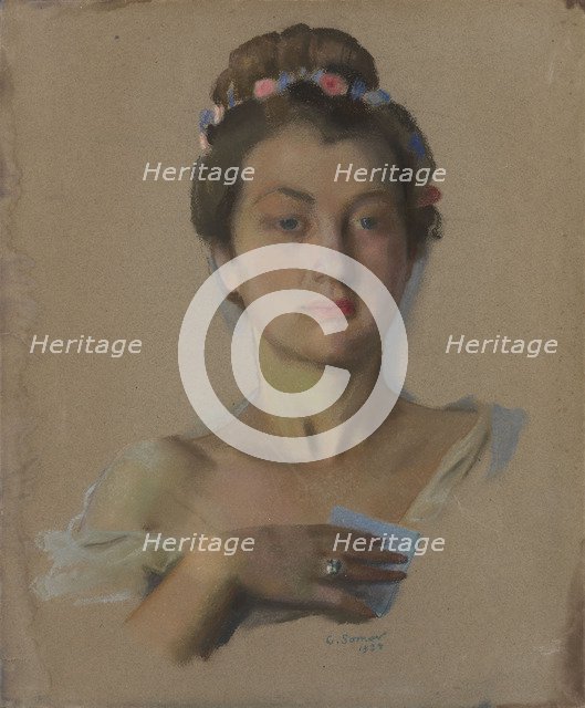 Portrait of Alexandra Levchenko, 1934. Artist: Somov, Konstantin Andreyevich (1869-1939)