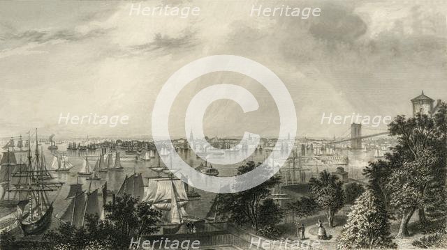 'City of New York, from Brooklyn Heights', 1874.  Creator: George R. Hall.