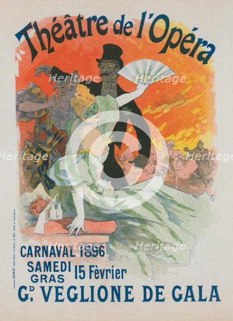 Affiche pour le théâtre de l'Opéra, "Carnaval 1896. Grand Veglione de Gala"., c1896. Creator: Jules Cheret.