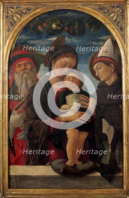 Madonna and Child with Saint Jerome and Saint Louis of Toulouse, c1455. Creator: Mantegna; Andrea (1431-1506).