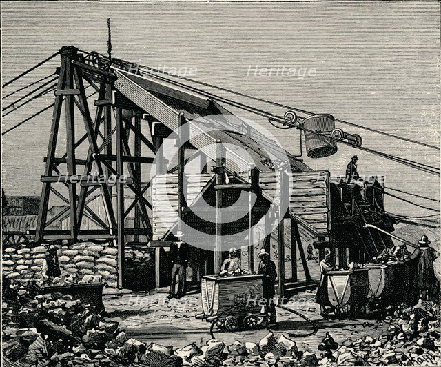 Kimbereley Diamond Mine: apparatus for raising the diamantiferous earth, 1896. Artist: Unknown