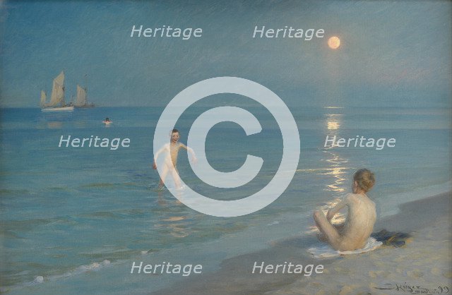 Boys Bathing at Skagen. Summer Evening, 1899. Artist: Krøyer, Peder Severin (1851-1909)