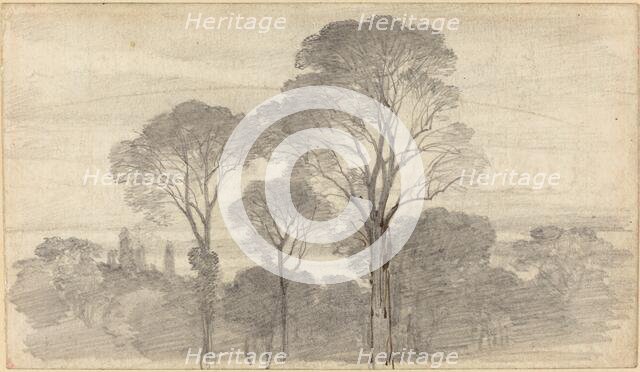 An Evening Landscape with Tall Trees. Creator: Birket Foster.