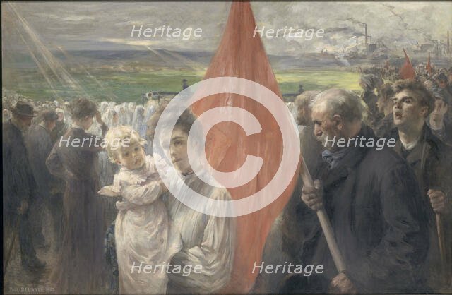 A Strike at Saint-Ouen, 1908. Creator: Delance, Paul-Louis (1848-1924).