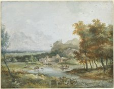 Italian Landscape with a Boating Party. Creator: Louis Gabriel Moreau.