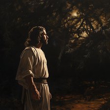 AI IMAGE - Illustration of Jesus Christ in the Garden of Gethsemane, 2023. Creator: Heritage Images.