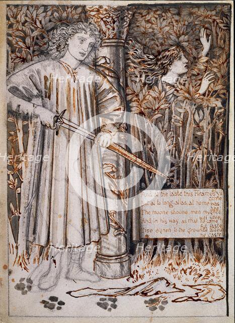 Pyramus and Thisbe - Pyramus Draws His Sword to Slay Himself, 1866. Creator: Sir Edward Coley Burne-Jones.