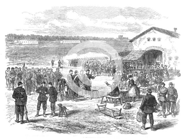 Rifle practice of the National Guards at Vincennes, Paris, (sketch by balloon post), 1871. Creator: Unknown.