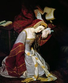 Anne Boleyn in the Tower of London. Artist: Cibot, Édouard (1799-1877)