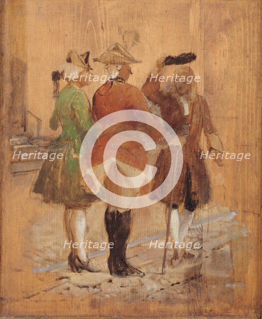 Holberg greets Jacob von Thyboe and Jean de France, 1825-1873. Creator: Wilhelm Marstrand.
