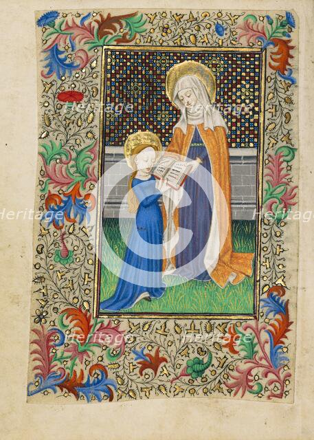 Saint Anne Teaching the Virgin to Read; Book of Hours, about 1430-1440. Creator: Fastolf Master.