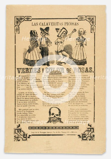The Spicy Little Calaveras, green and pink, n.d. Creator: José Guadalupe Posada.