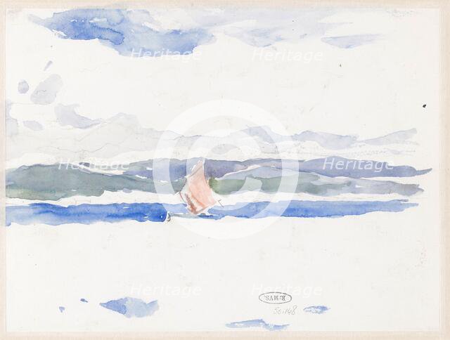 View of the sea with boat (?), 1902. Creator: Carel Nicolaas Storm.