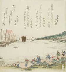 Returning sails at Takanawa, Japan, c. 1820s. Creator: Ikeda Eisen.