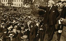 Keir Hardie gives a speech in Trafalgar Square, London, 2 August 1914, (1933). Creator: Unknown.