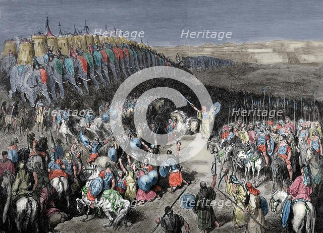 Judas Maccabeus before the army of Nicanor, Bible - Old Testament, Macc II, 15, 19th century.  Creator: Bapbant.