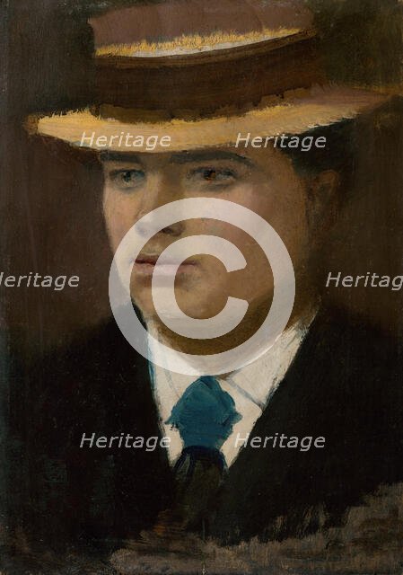 Young Man in a Straw Hat, 1900-1910. Creator: Ladislav Mednyanszky.