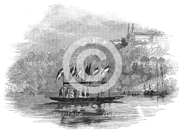 The Queen crossing the Maine, at Langfort, Bavaria, 1845. Creator: Unknown.