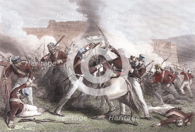 Death of Brigadier Adrian Hope, Indian Mutiny, 15 April 1858. Artist: Unknown