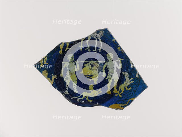 Fragment of a Glass Dish, Byzantine, 10th century. Creator: Unknown.