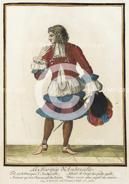 Recueil des modes de la cour de France, 'Le Marquis d'Ambreuille', between circa 1678 and circa 1693 Creator: Nicolas Bonnart.