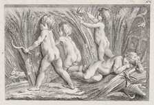 Nude children shearing wheat; an allegory of Summer; after a bas-relief on the Fonta..., after 1745. Creator: Anon.