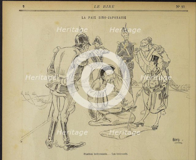 La paix sino-japonaise, Position interessante. Les interesses. From: Le Rire, May 11, 1895, 1895. Creator: Boyd, Alexander Stuart (1854-1930).