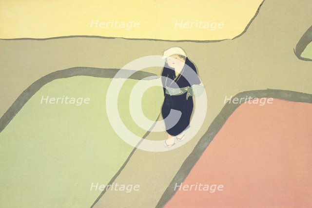 Haru No Taomo, from Momoyo-gusa (The World of Things) Vol III, pub.1910 (colour block woodcut)