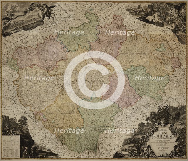 Map of the Kingdom of Bohemia, 1722.