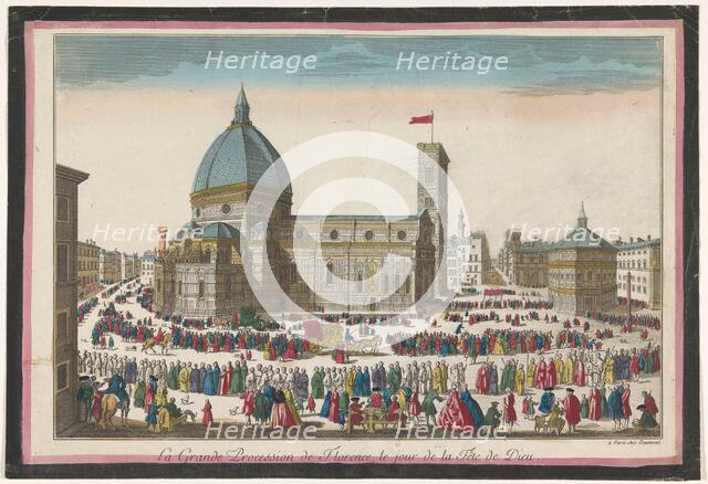 View of the Duomo in Florence with a procession on Corpus Christi, 1745-1775. Creator: Anon.