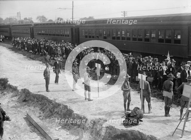 Camp Meade #1 - Arrival of Drafted Men, 1917. Creator: Harris & Ewing.