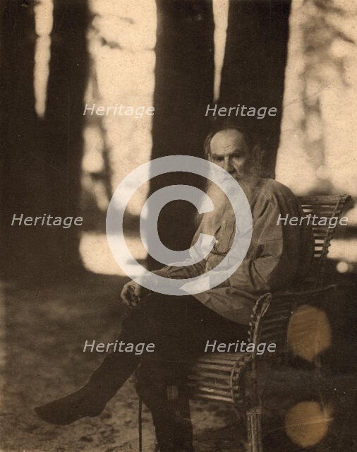 L.N. Tolstoi, in Iasnaia Poliana, 1908. Creator: Sergey Mikhaylovich Prokudin-Gorsky.