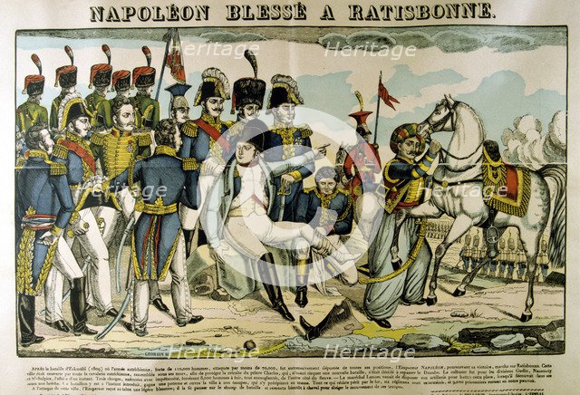 'Napoleon injured at Ratisbon', April 1809, (c1835). Artist: Francois Georgin