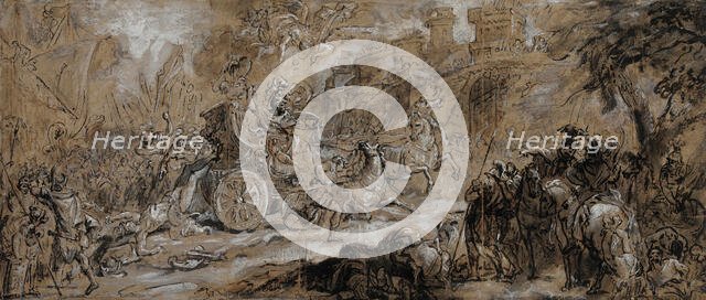 Achilles Dragging the Body of Hector (recto); Male Nude (verso), between 1700 and 1799. Creator: Joseph Parrocel.