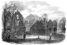 The late fire at Campden House: view of the garden front, showing the remains of the theatre, 1862. Creator: Horace Harral.