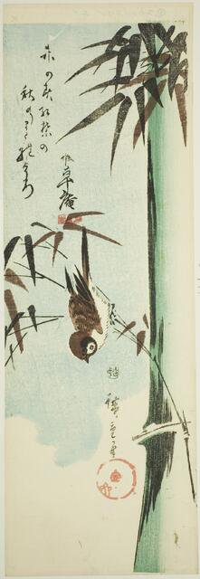 Sparrow and bamboo, c. 1843/47. Creator: Ando Hiroshige.