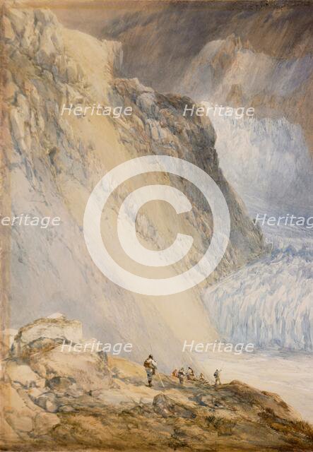 Glacier du Rhone and the Galenstock, from the Furka Pass Road, 1848. Creator: William Callow.