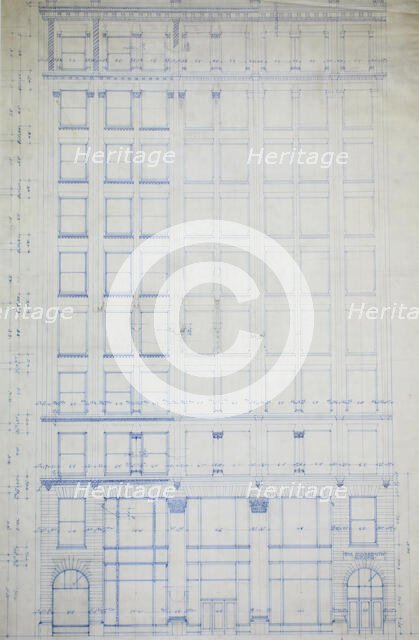 Silversmith Building, Chicago, Illinois, Elevation, 1896. Creator: Daniel Burnham.