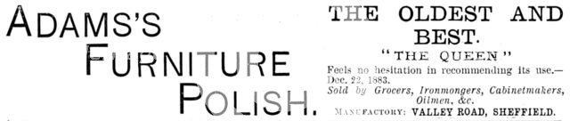 Advertisement for Adam’s Furniture Polish, 1890. Creator: Unknown.