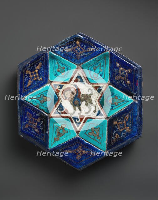 Hexagonal Tile Ensemble with Sphinx, Turkey, ca. 1160s-70s. Creator: Unknown.