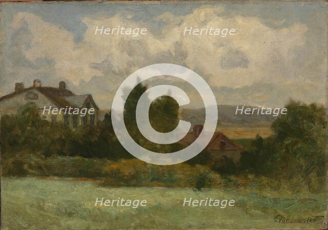 Untitled (houses and trees), 1898. Creator: Edward Mitchell Bannister.