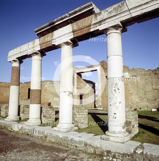 Columns of the Colonnade round the Forum, Pompeii, Italy. Creator: Unknown.