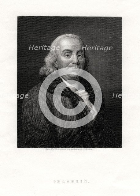 Benjamin Franklin, political figure and statesmen of the United States, 19th century. Artist: J Thomson