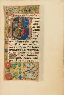 Initial B: Saint Nicholas; Crohin-La Fontaine Hours, (about 1480-1485?). Creators: Master of the Dresden Prayer Book, Workshop of the Master of the Dresden Prayer Book.