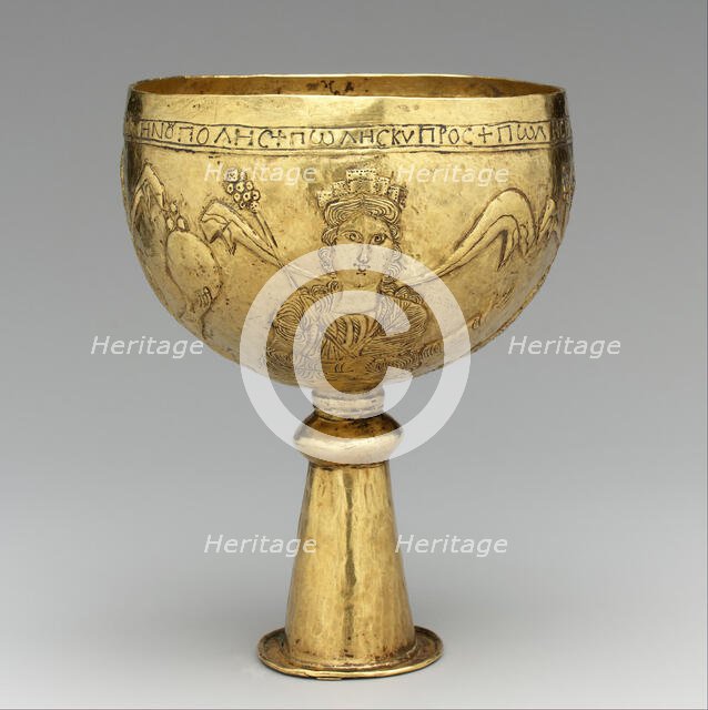 Gold Goblet with Personifications of Cyprus, Rome, Constantinople, and Alexandria, 700s. Creator: Unknown.